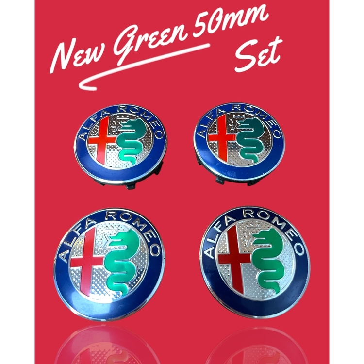 Alfa Romeo 50mm New Green Jant Göbeği Seti