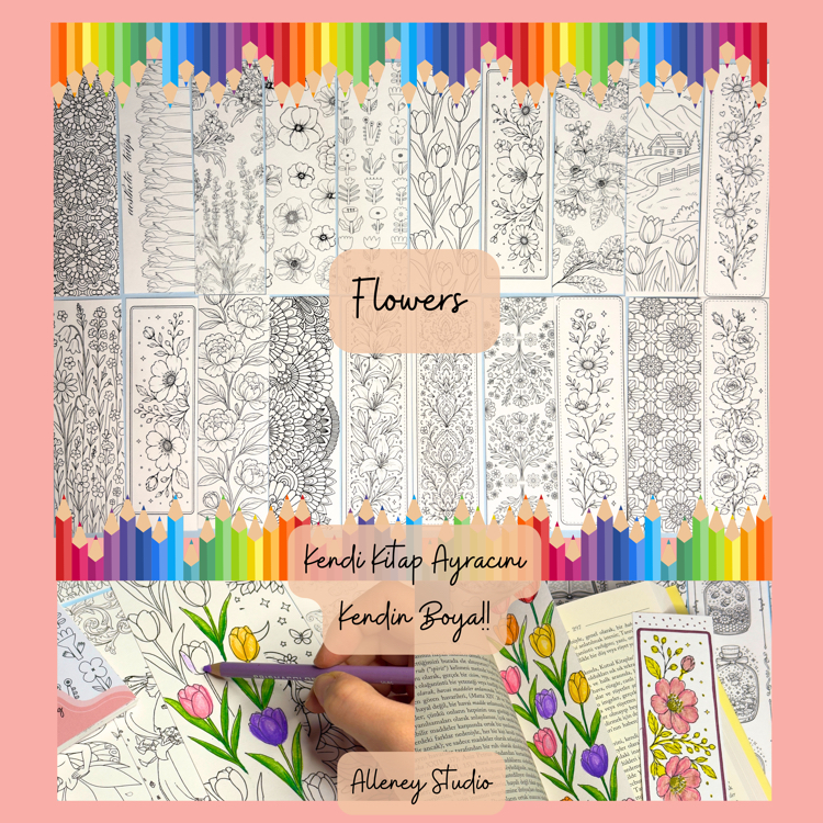 Flower Boyama Kitap Ayracı
