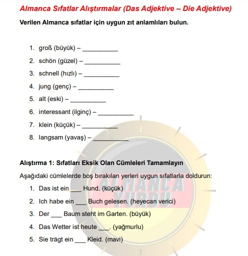 A2 Almanca Alıştırmaları PDF