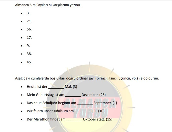 A1 Almanca Alıştırmaları PDF