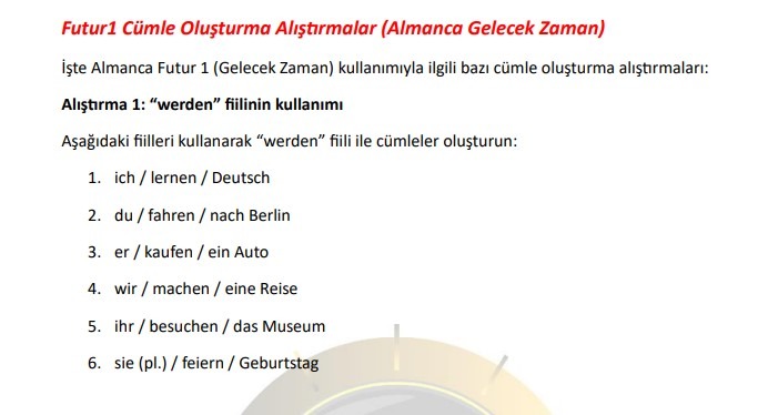 A1 Almanca Alıştırmaları PDF