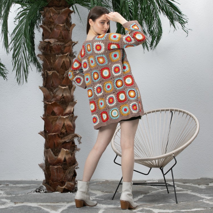 Zara motif kahverengi Örgü Hırka