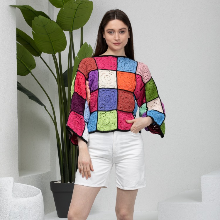 Patchwork Örgü Kazak