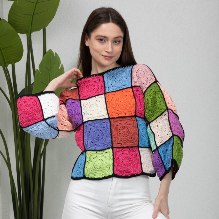 Patchwork Örgü Kazak