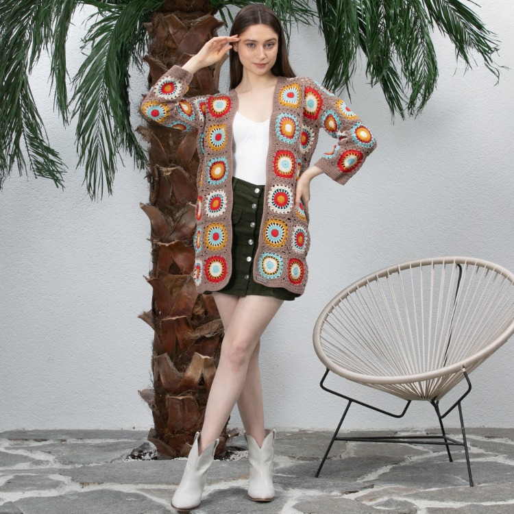 Zara motif kahverengi Örgü Hırka
