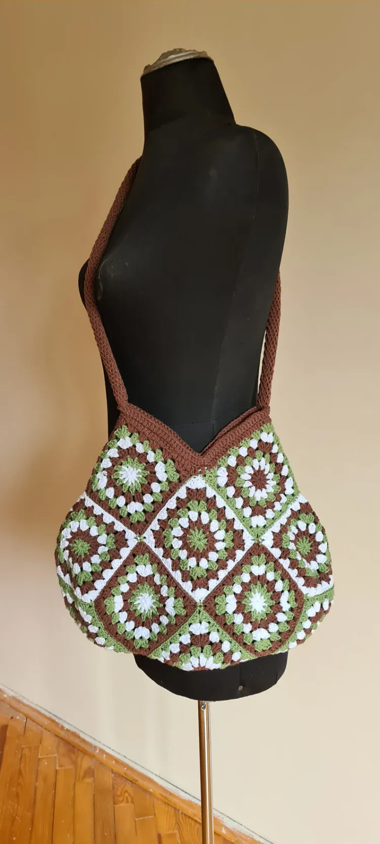 Yeşil zara motif örgü çanta, Astarlı