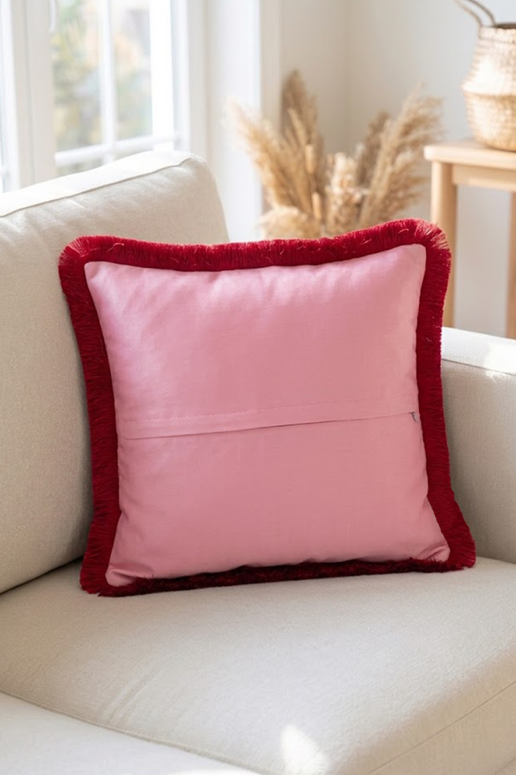 Pembe At Desenli Dekoratif 43x43cm Kare Kırlent Kılıfı