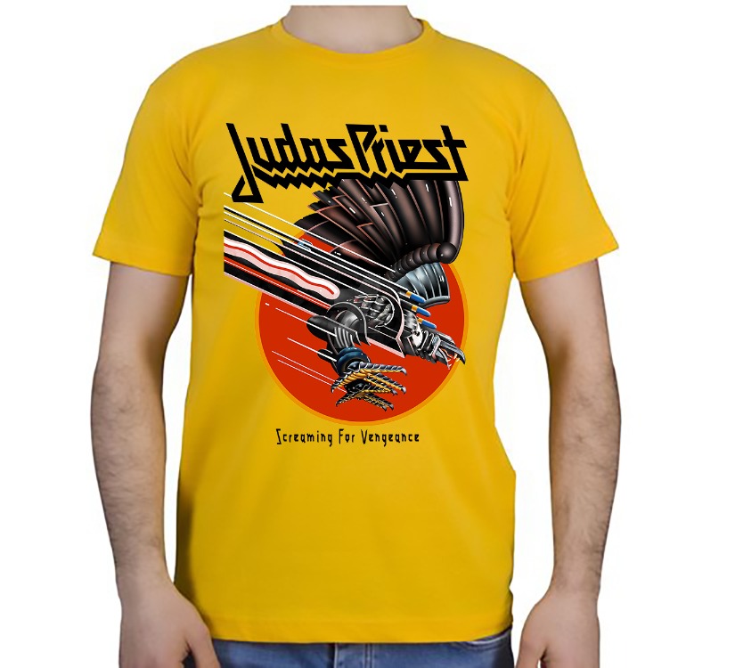 Judas Priest - Screaming for Vengeance - Sarı Tshirt (Heavy Metal)