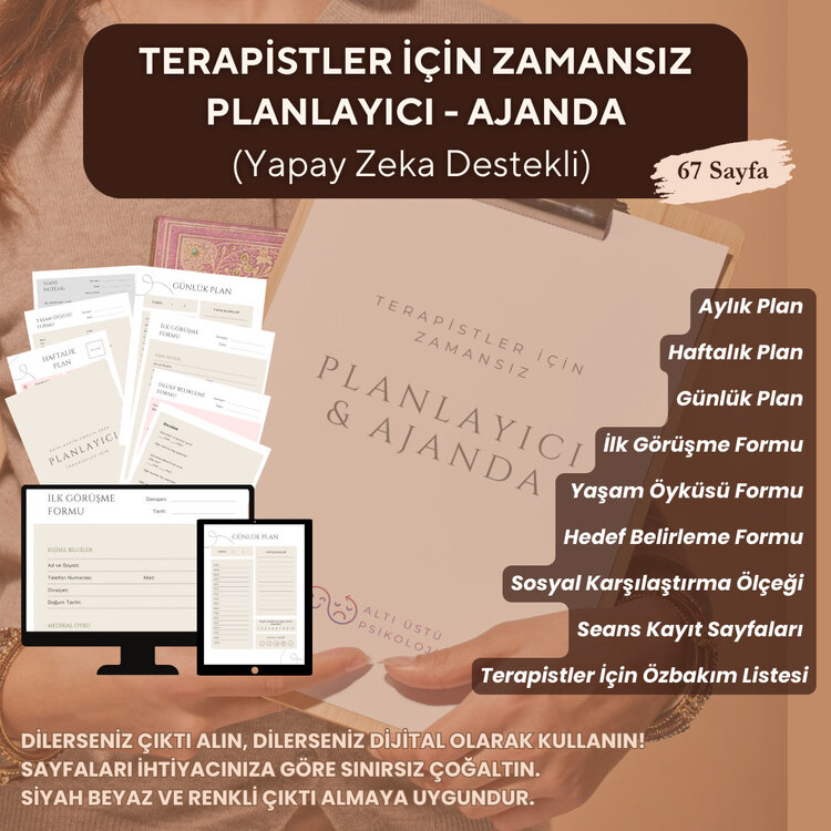Terapistler İçin Zamansız Dijital Planlayıcı - Ajanda - Seans Defteri