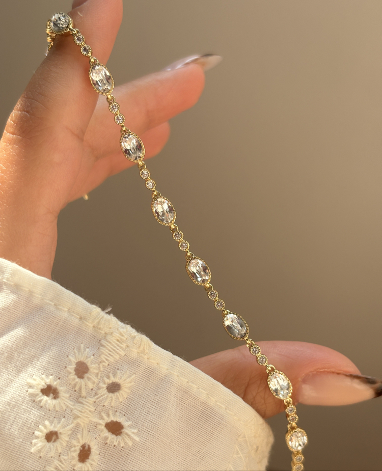 Xuping Swarovski oval taşlı tasarım bileklik