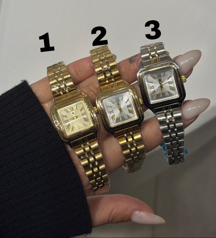 2 NUMARA Marka model gold beyaz kadran saat | Çelik