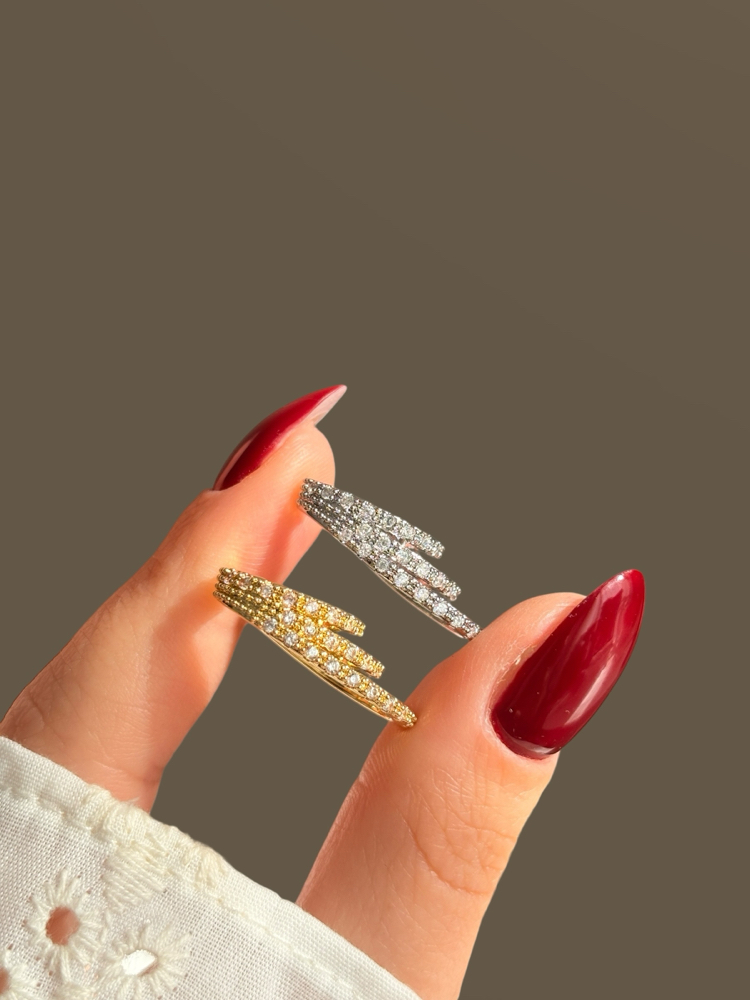 3lü görünüm taşlı earcuff