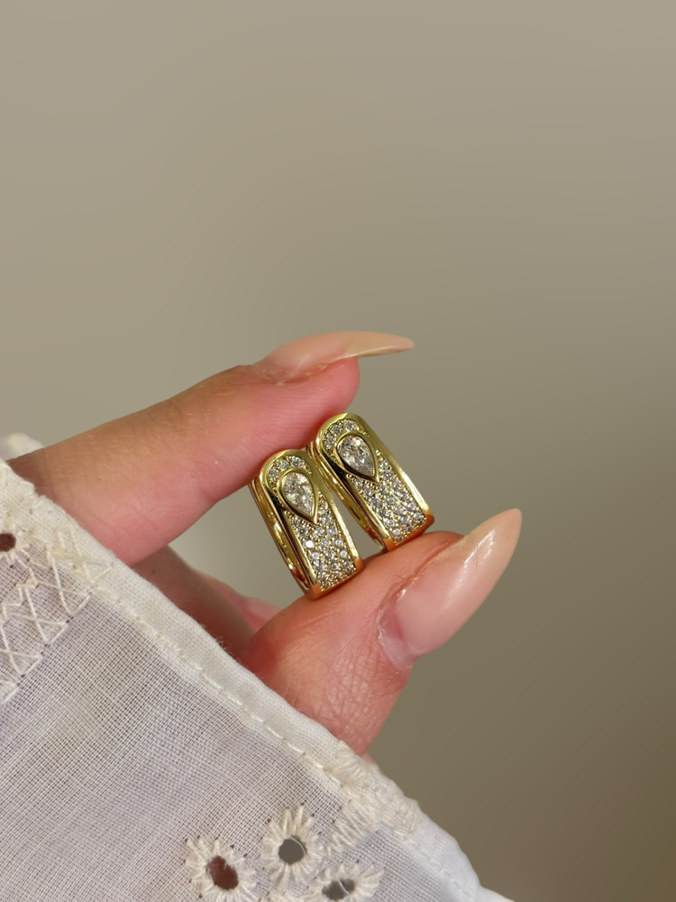Minimal damla taşlı kuyum model küpe | 14K xupıng