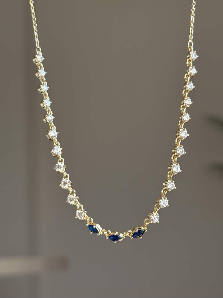 Markiz taşlı özel seri gerdanlık 14K