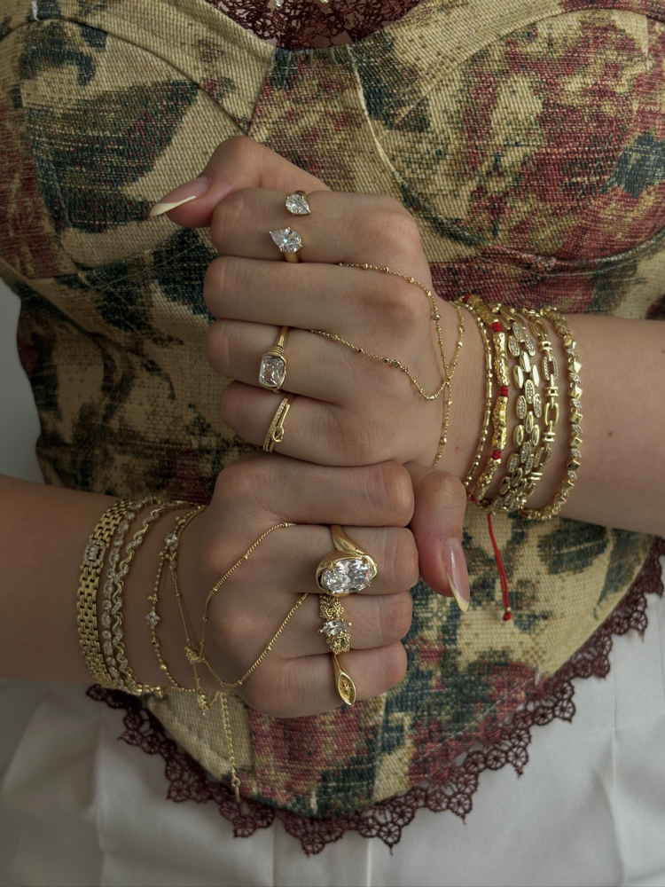 Vintage seri kristal büyük beyaz taşlı yüzük ayarlı