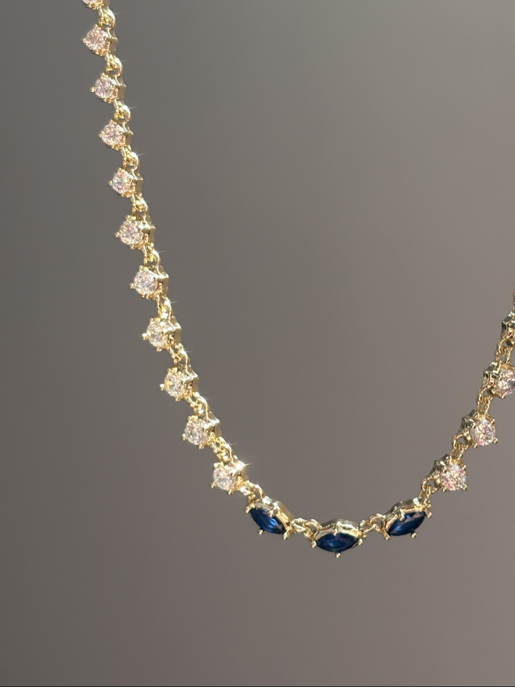 Markiz taşlı özel seri gerdanlık 14K