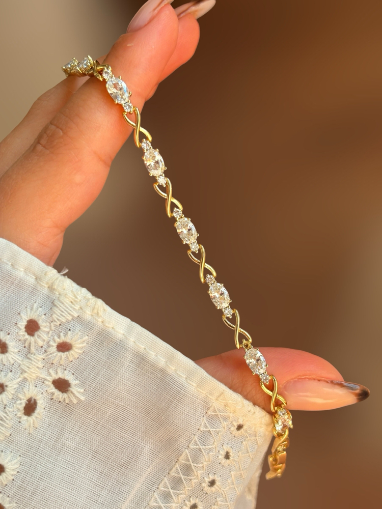 Xuping vintage seri oval taşlı X plaka bileklik