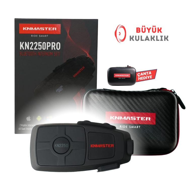 Knmaster KN2250 PRO Motosiklet Kask İnterkom Bluetooth Intercom Kulaklık Seti
