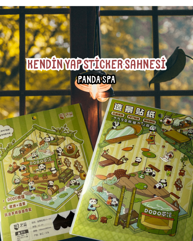 Panda spa temalı sticker yapboz seti