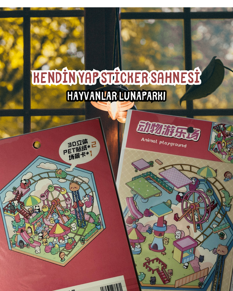 Hayvanlar Lunaparkı temalı sticker yapboz seti