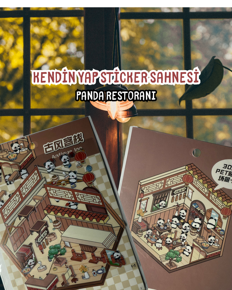 Panda Restoranı temalı sticker yapboz seti