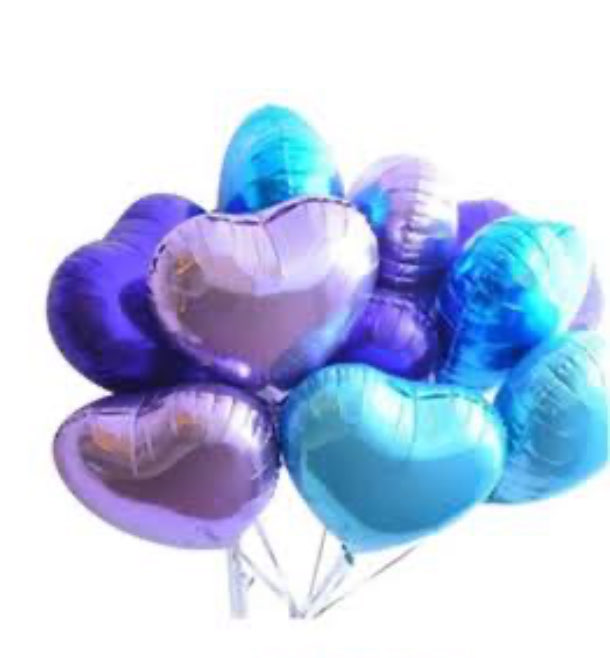 1 adet Renkli kalp Helyumlu balon 