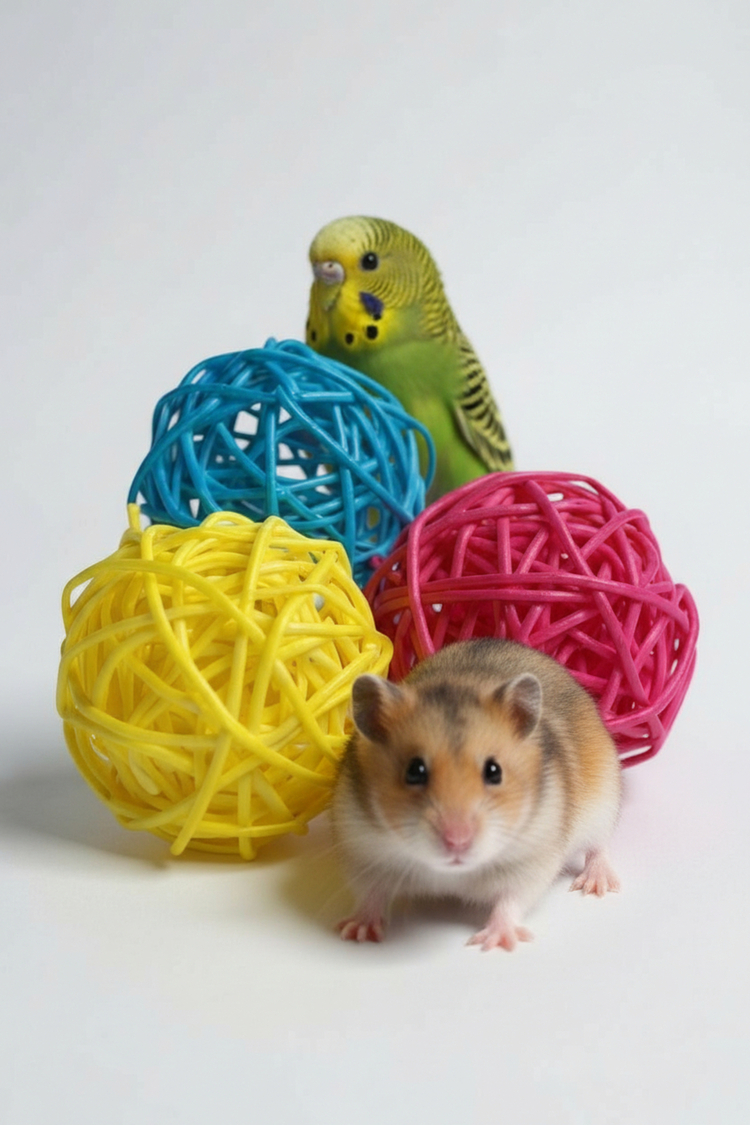 3 adet Renkli Toplar Kemirgen Çiğneme Oyuncağı Hamster, Kobay ve Küçük Kemirgenler İçin