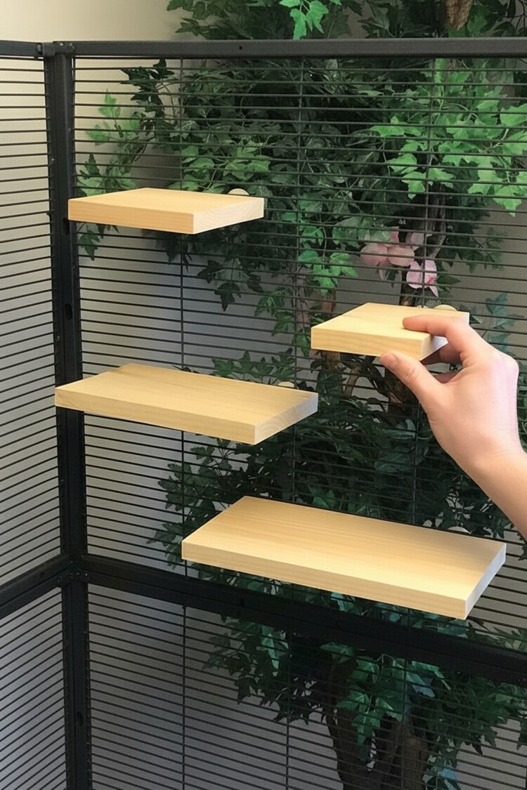 Kurutulmuş Çam 4’lü Chinchilla Platform Seti – Montaj Aparatlı