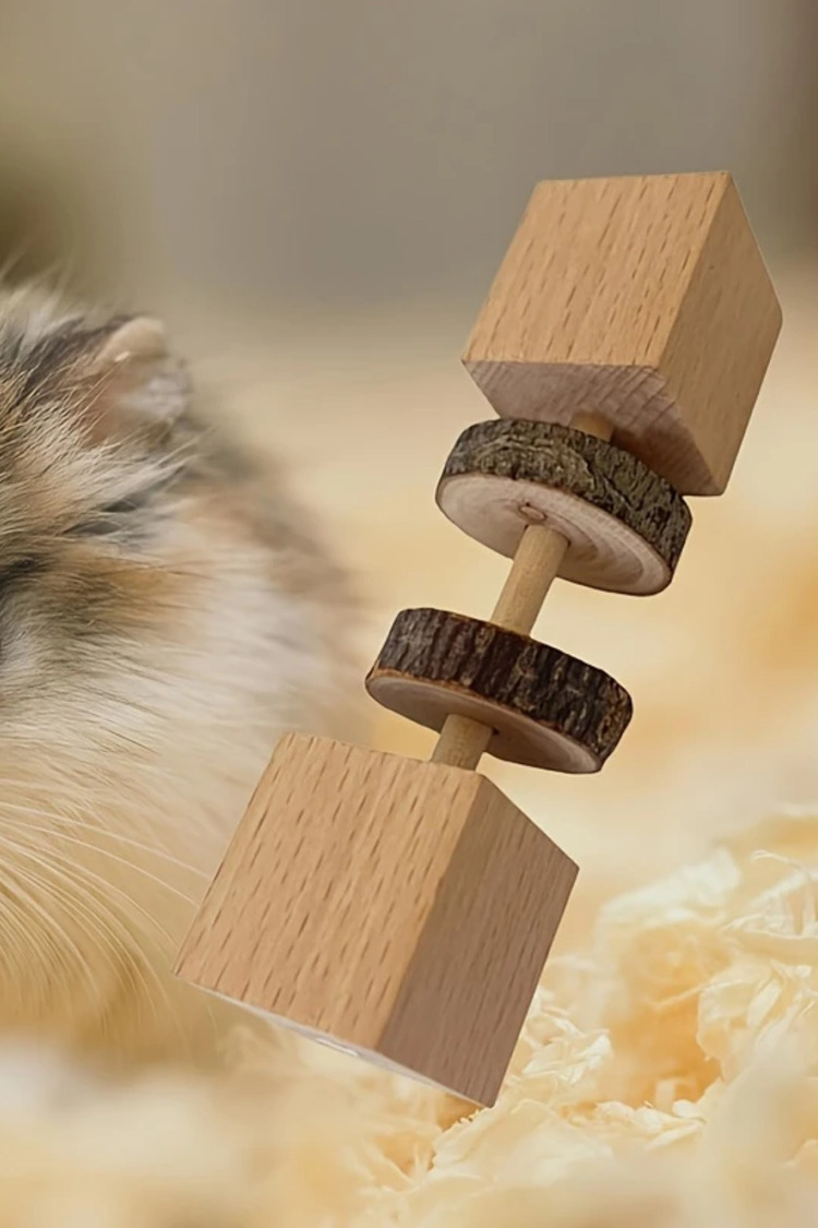 Doğal Ahşap Hamster Kemirme Oyuncak - Diş Sağlığı Bulmaca Besleyici