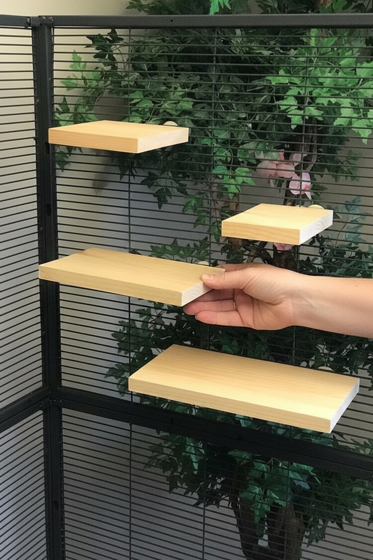 Kurutulmuş Çam 4’lü Chinchilla Platform Seti – Montaj Aparatlı