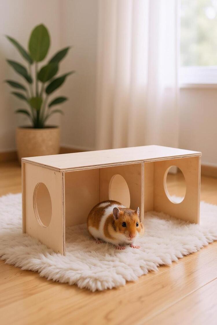 Suriye Hamsterı İçin Büyük Boy Gizli Gözlem Evi - 2 Odalı Tünel ve Saklanma Oyuncağı