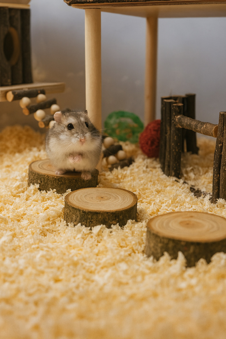Doğal Ahşap Hamster Platformu – 3 Adet, 3 cm Yükseklik, 5 cm Çap, Dayanıklı ve Güvenli