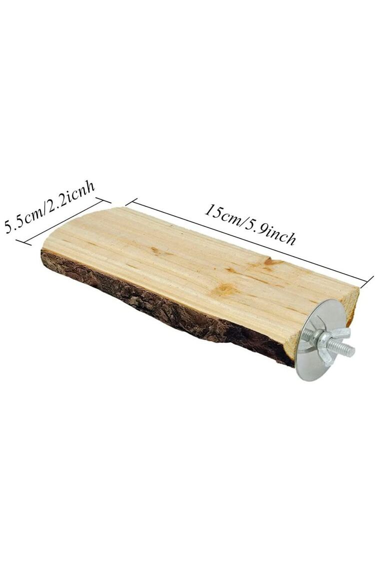 2 Paket Kuş Standı Ahşap Eğlence Platformu Doğal Ahşap Tünek