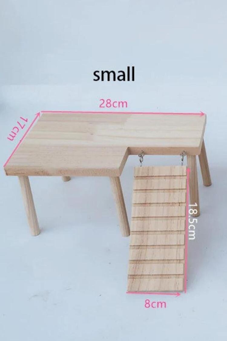 Iki Katlı Peyzaj Platformu Masif Ahşap Merdiven Hamster Oyun Alanı