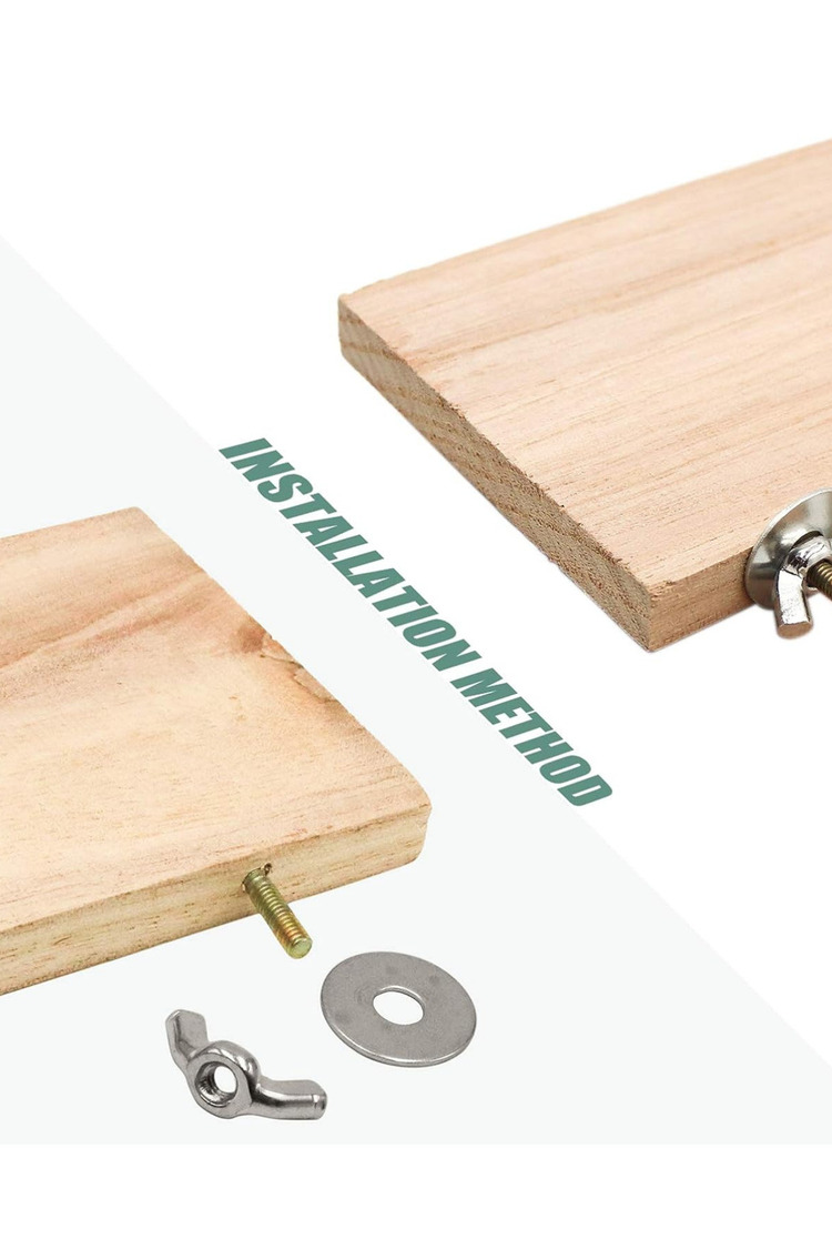 4 PCS Kuş Levrek Standı Platform Oyuncak - Doğal Ahşap Kuş Kafesi Aksesuarları 2 Düz, 2 Digdörtgen