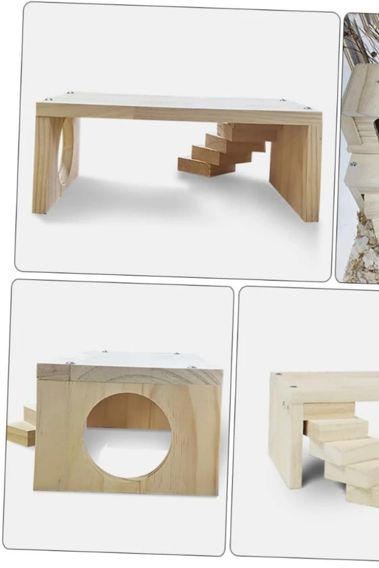 Ahşap Hamster Tırmanma Platformu - Merdivenli Kafes Aksesuarı
