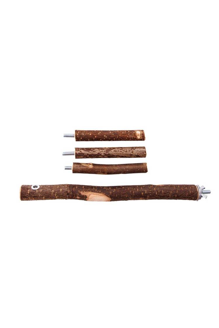 3’lü Asmalı Kuş Tüneği | 25 cm Ahşap ve Halatlı Kuş Oyun Aksesuarı