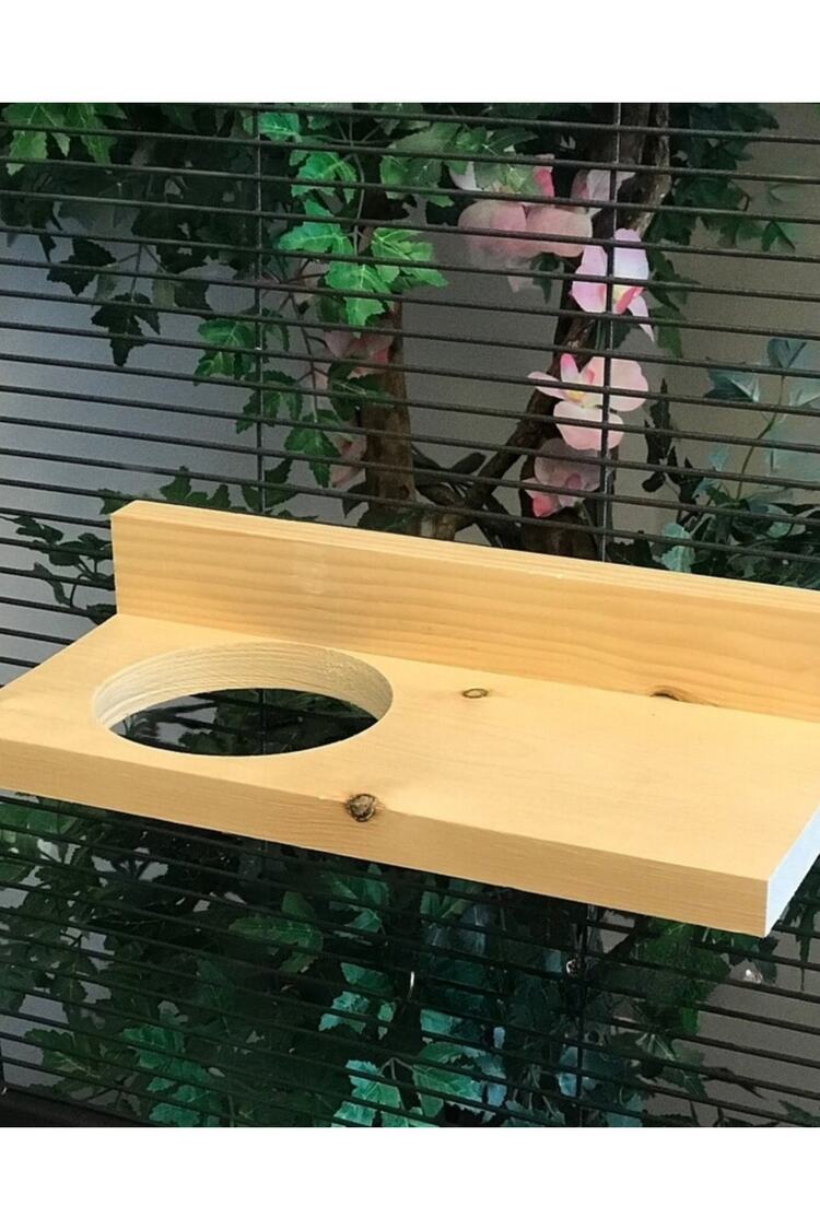 30cm Fırında Kurutulmuş Çam Chinchilla Çıkıntısı, Kaka Korumalı ve 50mm delik Montaj Donanımı