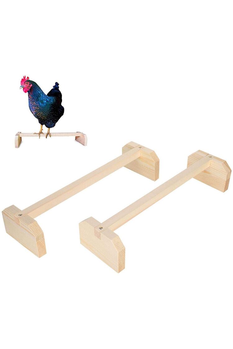 Ikili Set 40 X 12 X 8cm Ahşap Tavuklar Tüneme Standı, Büyük Kuş Standı, Pet Tavuk Büyük Kuş Için