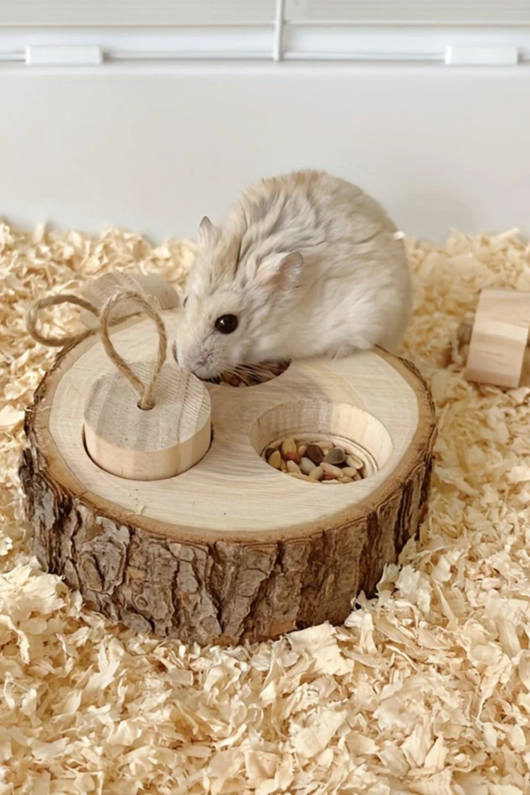 Ahşap Hamster Oyuncak Atıştırmalık Kutusu - Diş Öğretici Eğitici Oyuncak