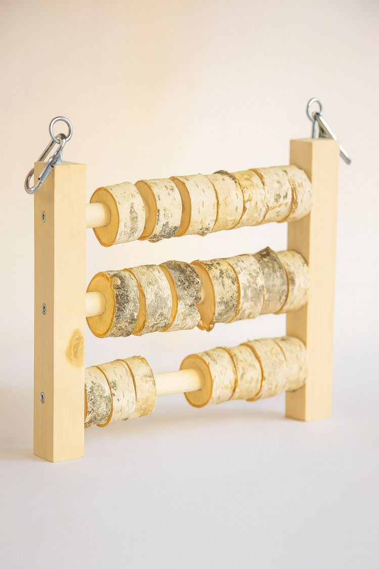 Kuş Oyuncağı – 23×24 cm Asmalı Boncuklu Sayı Tahtası, Papağanlar için Eğlenceli