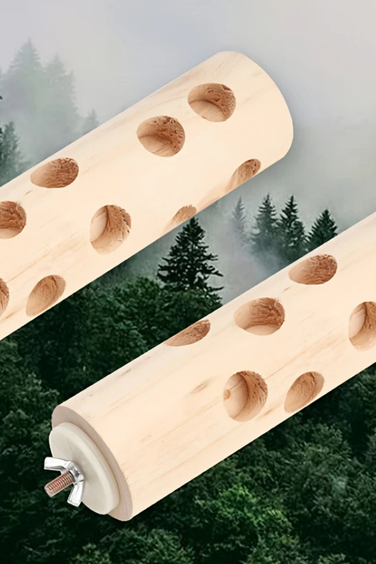 Dörköşe Çok Amaçlı Oturma ve Beslenme Ünitesi Doğal Ahşap Kuş Çiğneme Oyuncağı