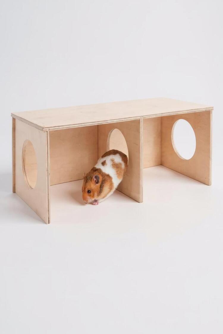 Suriye Hamsterı İçin Büyük Boy Gizli Gözlem Evi - 2 Odalı Tünel ve Saklanma Oyuncağı
