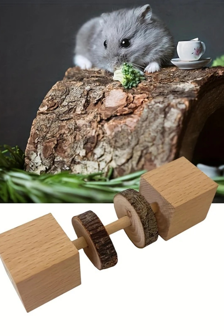 Doğal Ahşap Hamster Kemirme Oyuncak - Diş Sağlığı Bulmaca Besleyici