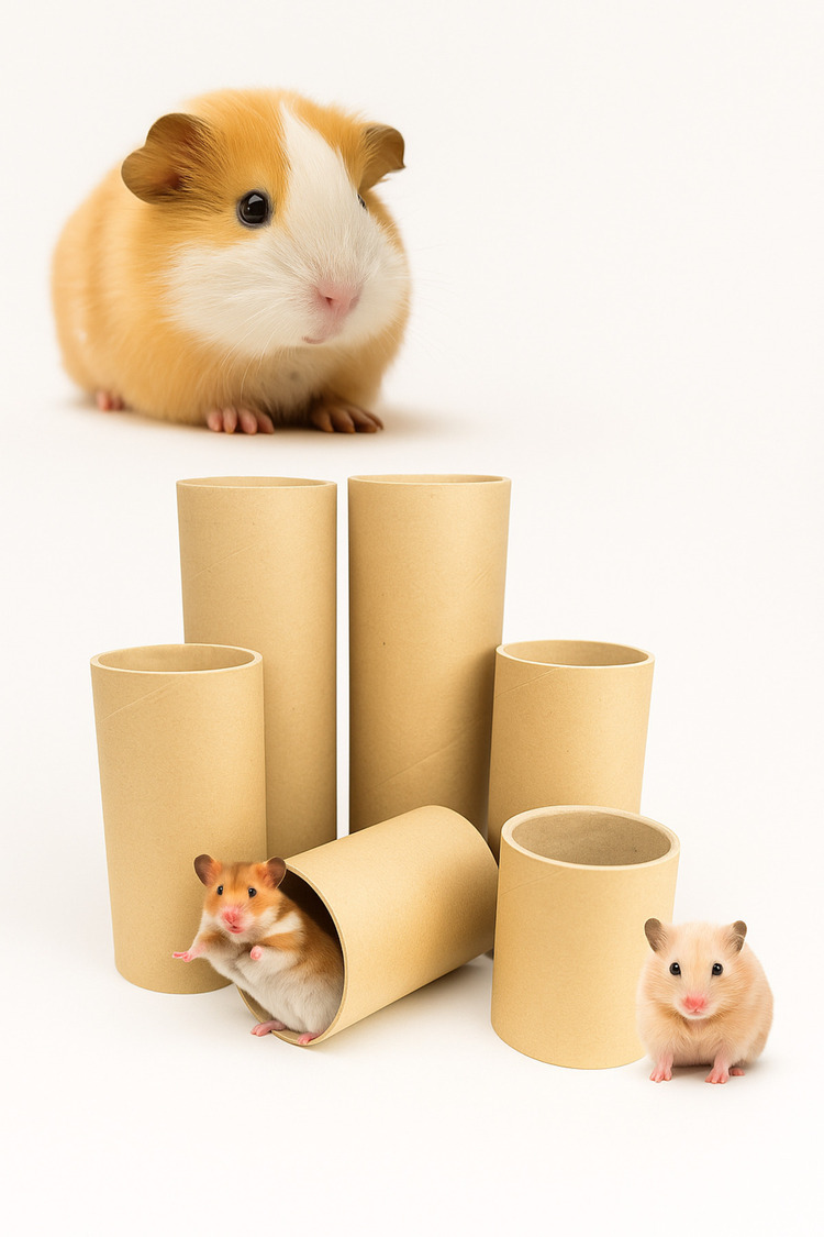 6’lı Doğal Kağıt Tünel Seti – Ginepig, Hamster ve Kemirgenler için Çevre Dostu Oyun Tüneli