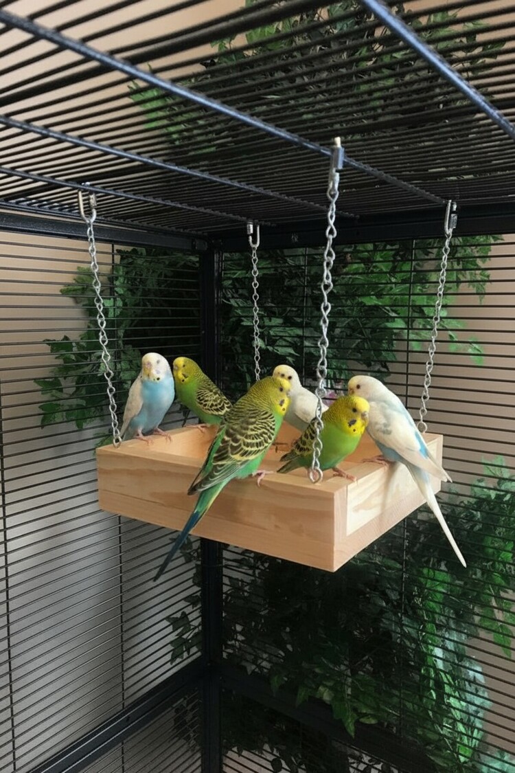 Çam Ahşap Chinchilla Salıncağı – 22,9 cm × 22,9 cm × 5,7 cm, Metal Zincirli