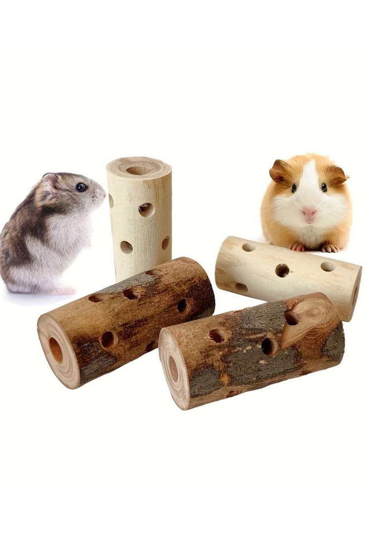 1 adet Doğal Ahşap Çiğneme Oyuncağı - Hamster, Tavşan ve Kemirgenler İçin Diş Kaşıyıcı Çubuk