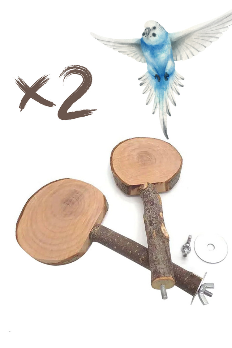 2x Doğal Ağaç Dalı Kuş Tüneği - Papağan, Sincap, Hamster İçin Çiğneme Oyuncağı