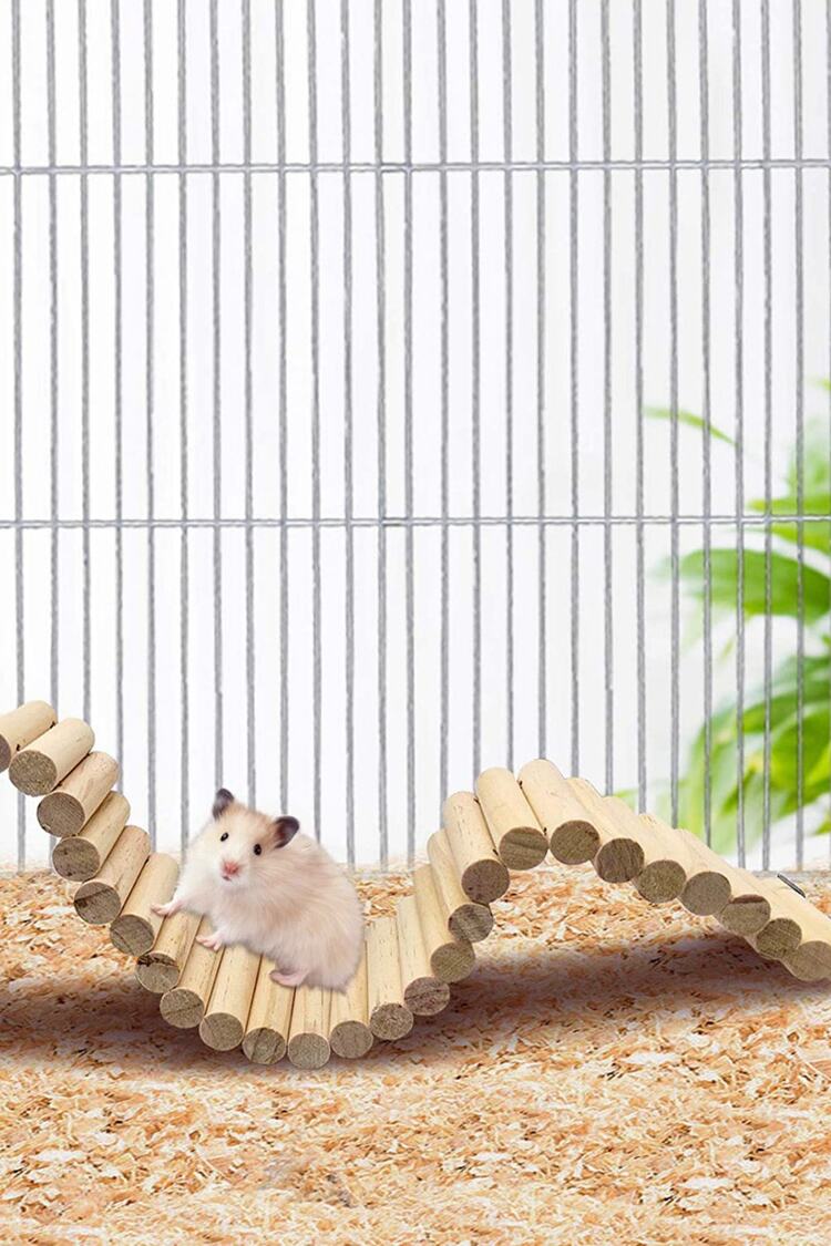 2 Adet Ahşap Hamster Merdiveni Bükülebilir Uzun Tırmanma Merdiveni Evcil Hayvan Kafes Aksesuarları