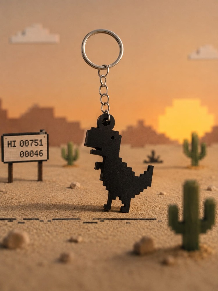 Pixel Dino Anahtarlık – Retro 8-Bit Dinozor Tasarımı